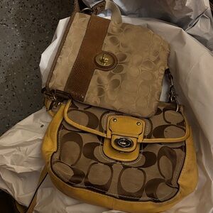 Coach Brown and Yellow Shoulder Bag